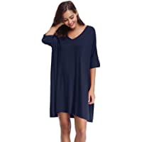 Los mejores  - Aibrou Camisón Mujer Verano Pijama de Algodón Manga Corta Camisón Vestido Cuello en V Camisones Talla Grande